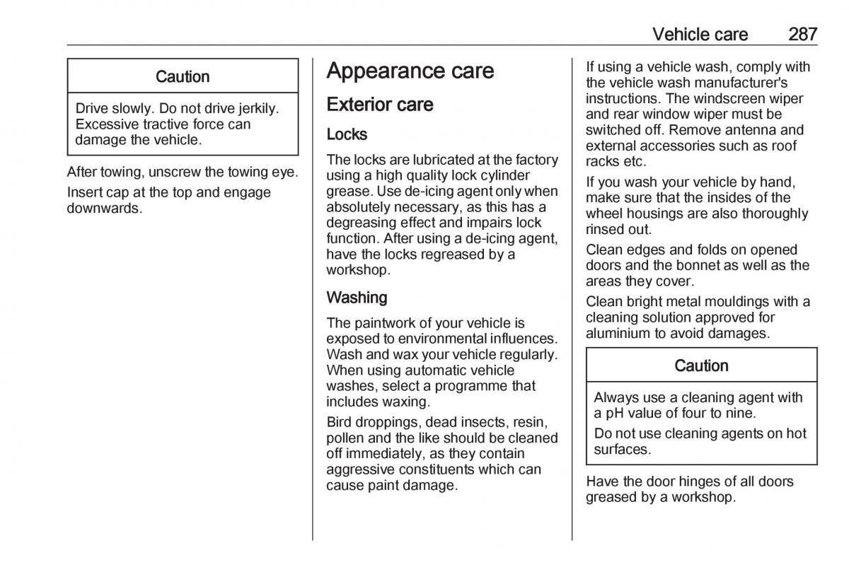 Opel Astra K V 5 owners manual / page 289