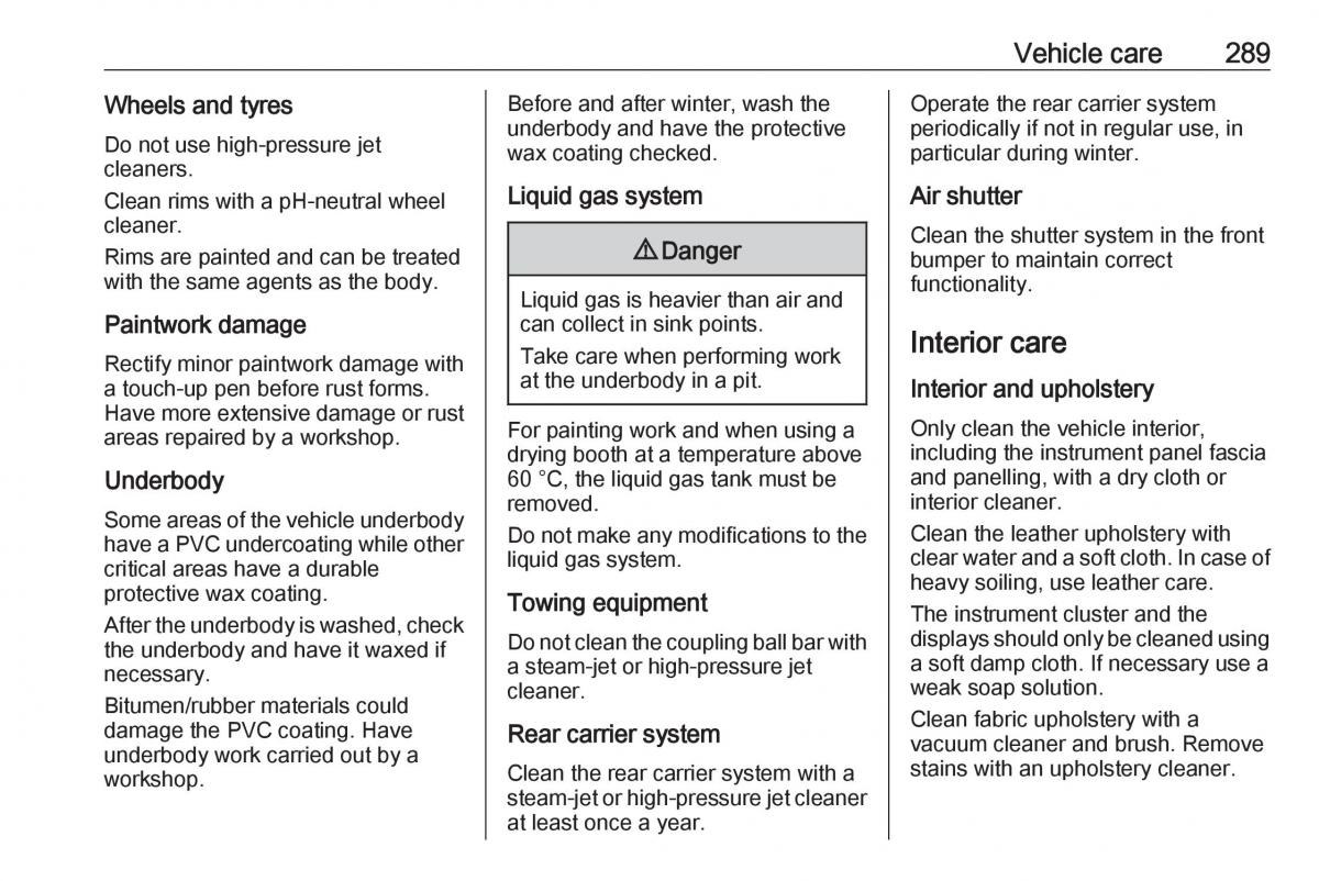 Opel Astra K V 5 owners manual / page 291