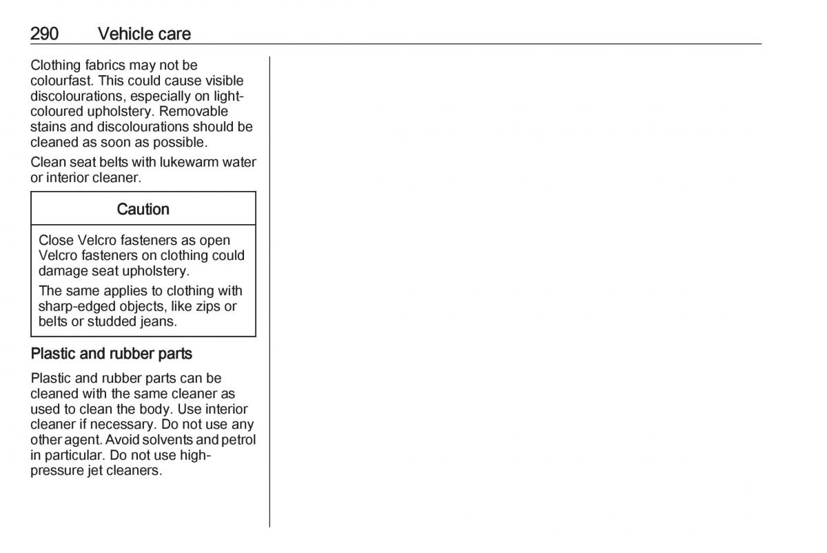 Opel Astra K V 5 owners manual / page 292