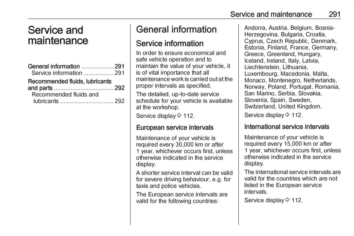 Opel Astra K V 5 owners manual / page 293