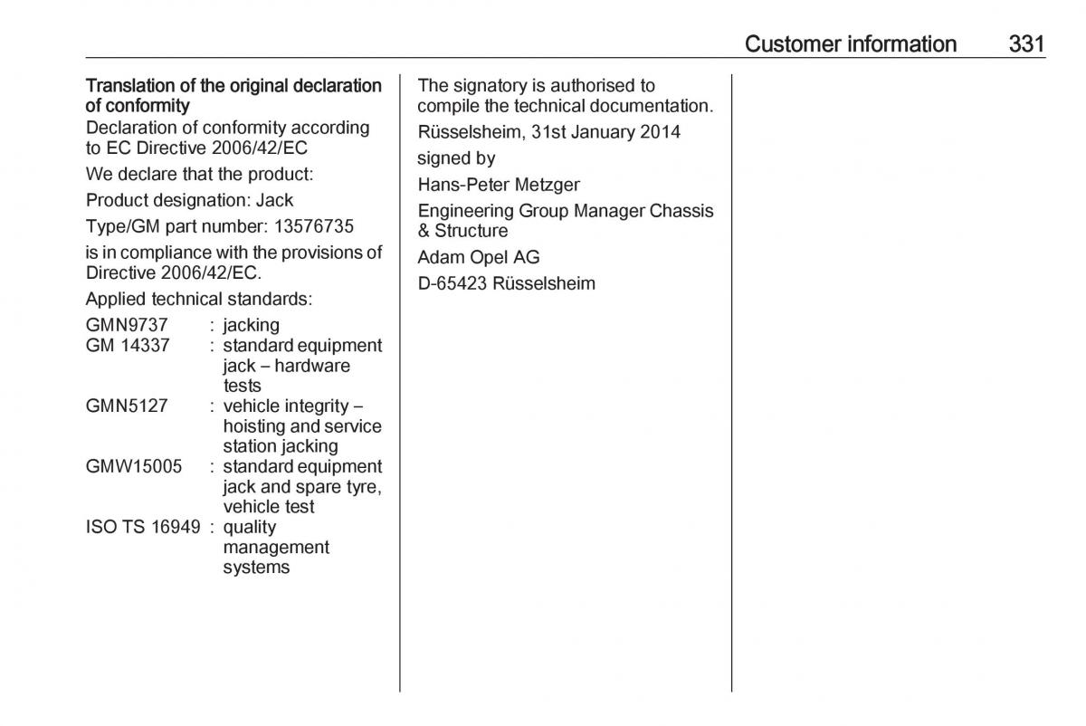 Opel Astra K V 5 owners manual / page 333