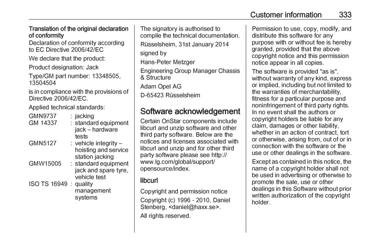 Opel Astra K V 5 owners manual / page 335