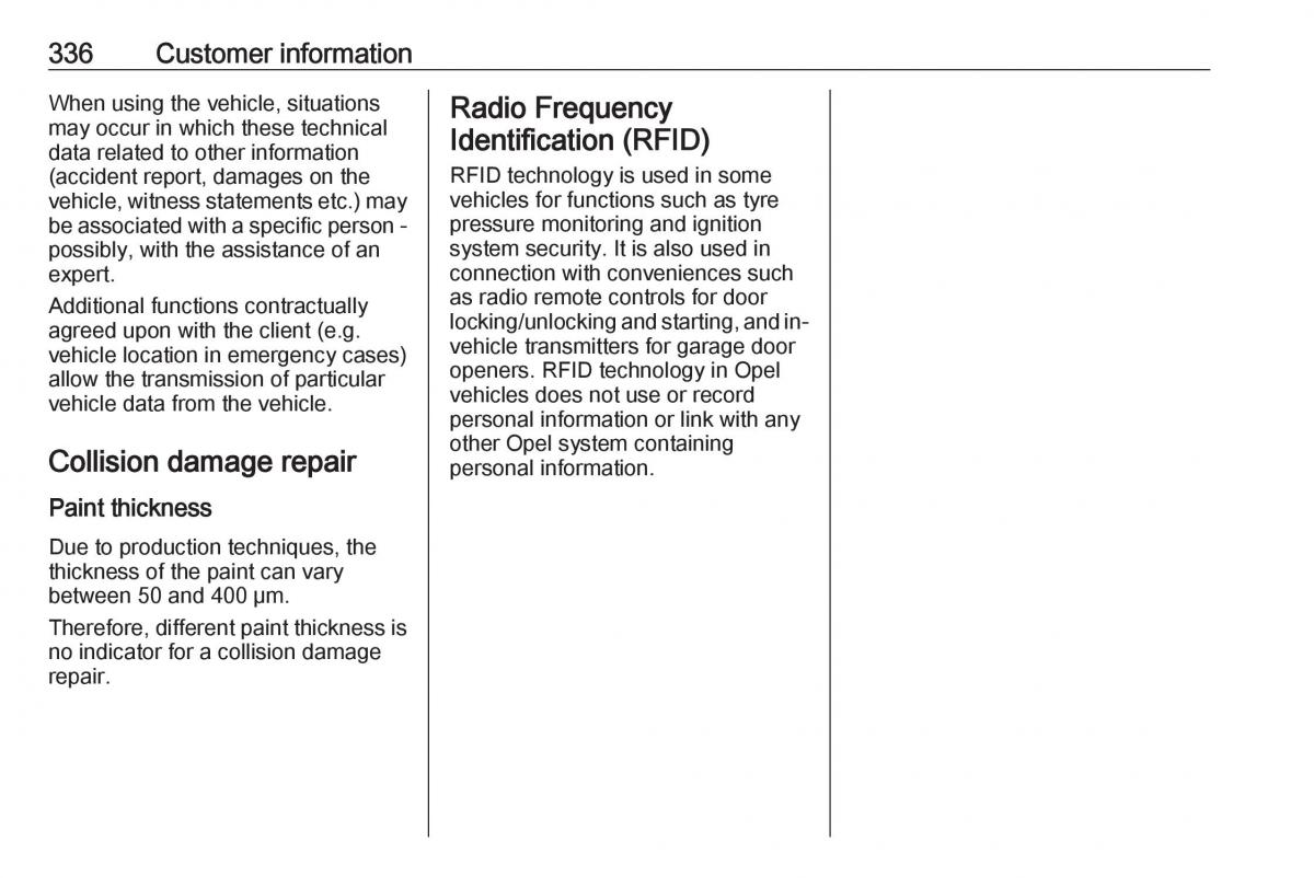 Opel Astra K V 5 owners manual / page 338