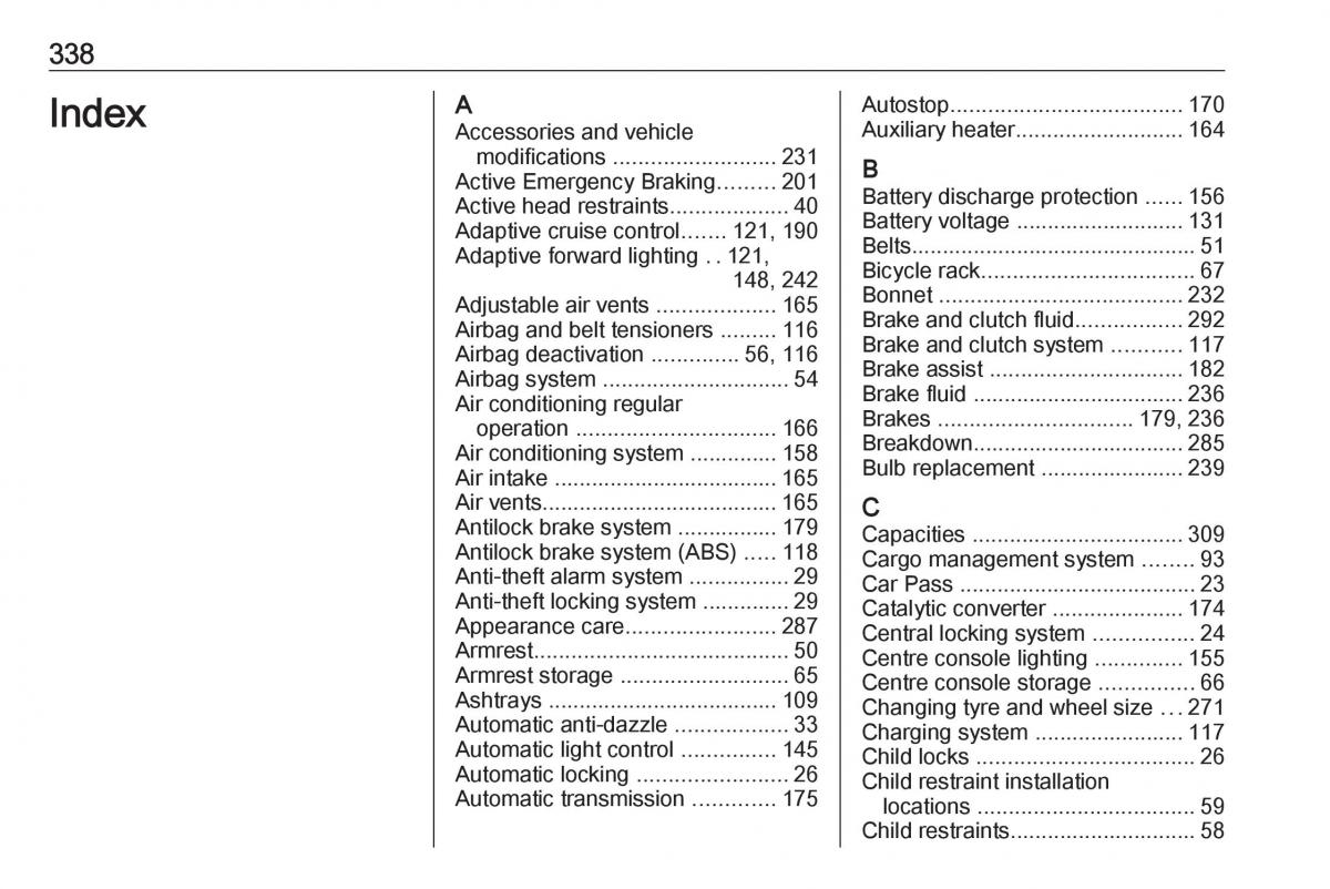 Opel Astra K V 5 owners manual / page 340