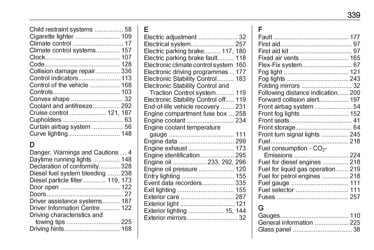 Opel Astra K V 5 owners manual / page 341