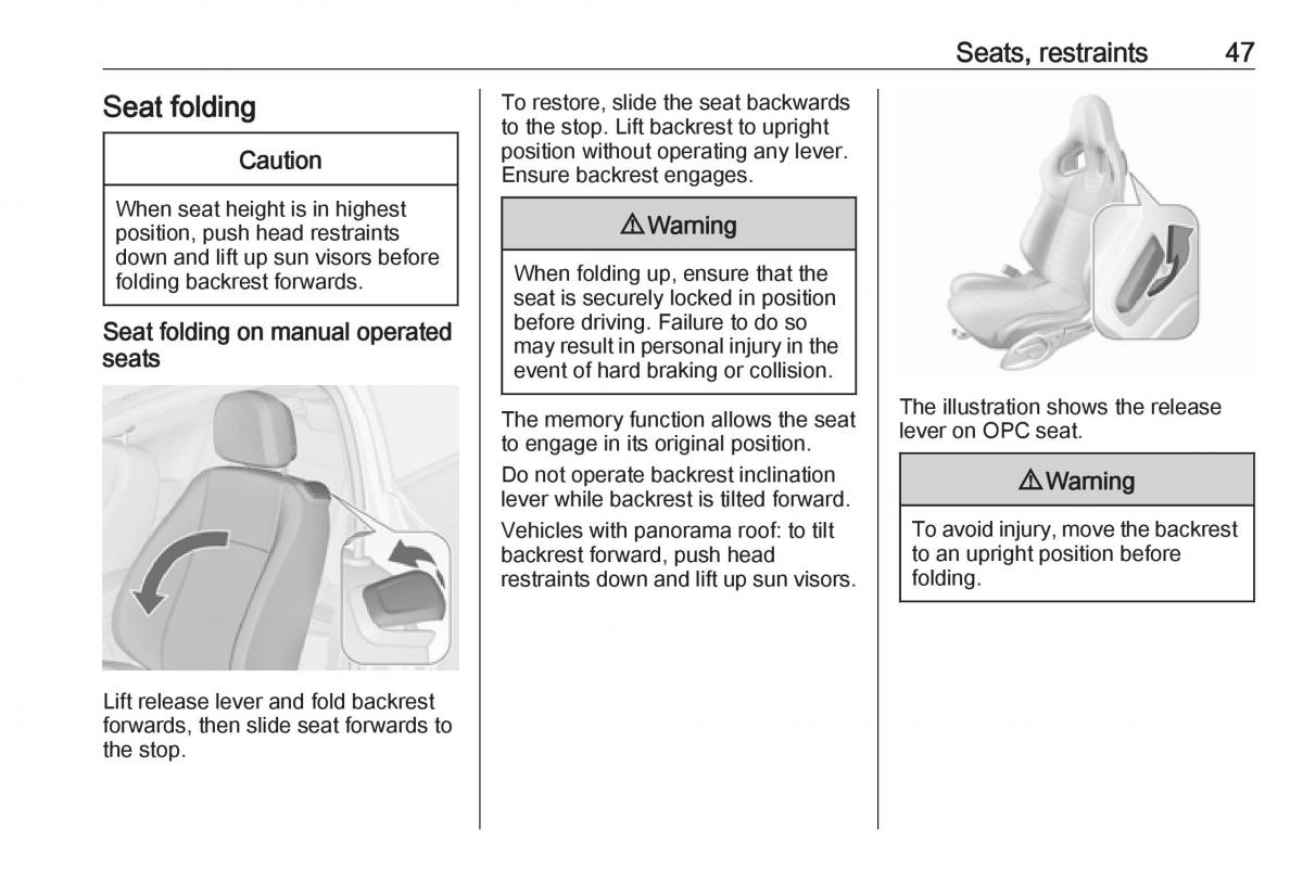 Opel Astra K V 5 owners manual / page 49