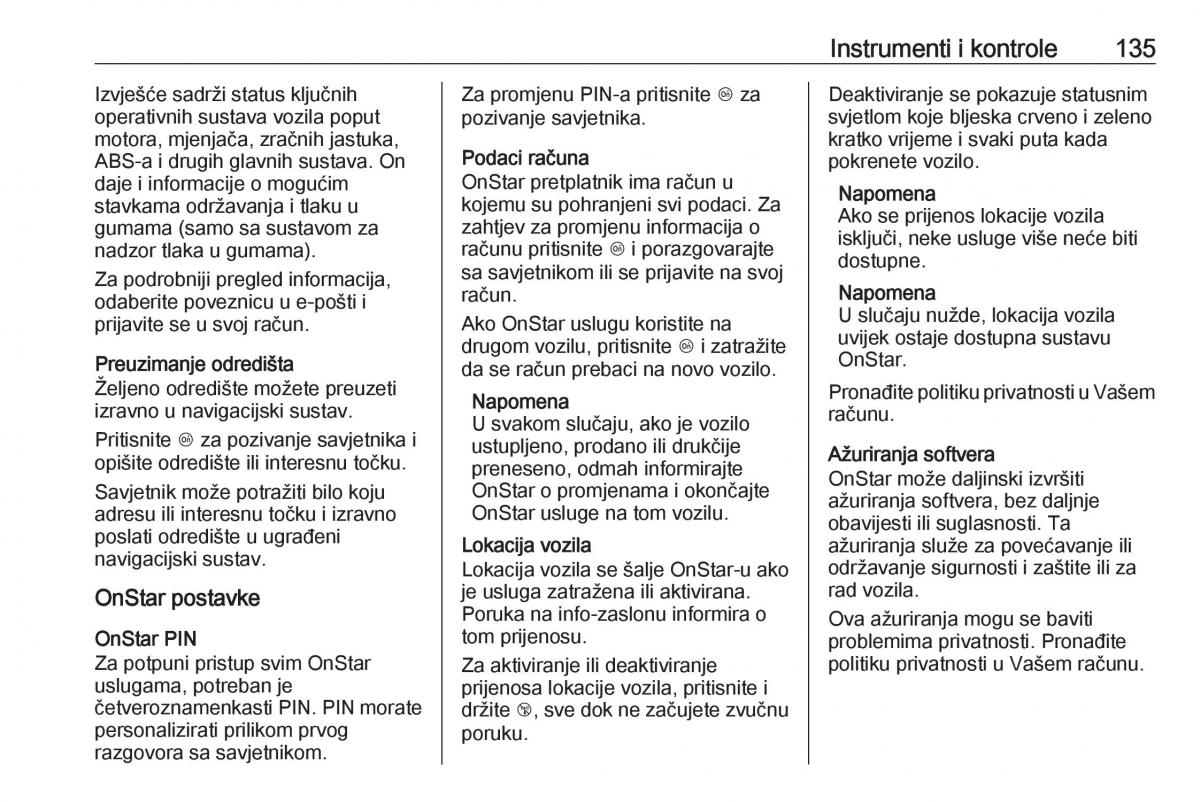 Opel Astra K V 5 vlasnicko uputstvo / page 137