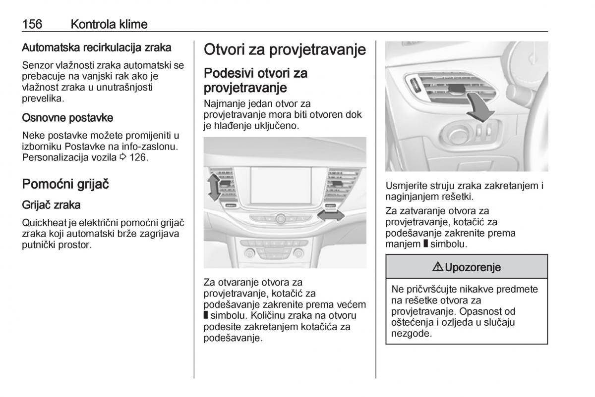 Opel Astra K V 5 vlasnicko uputstvo / page 158