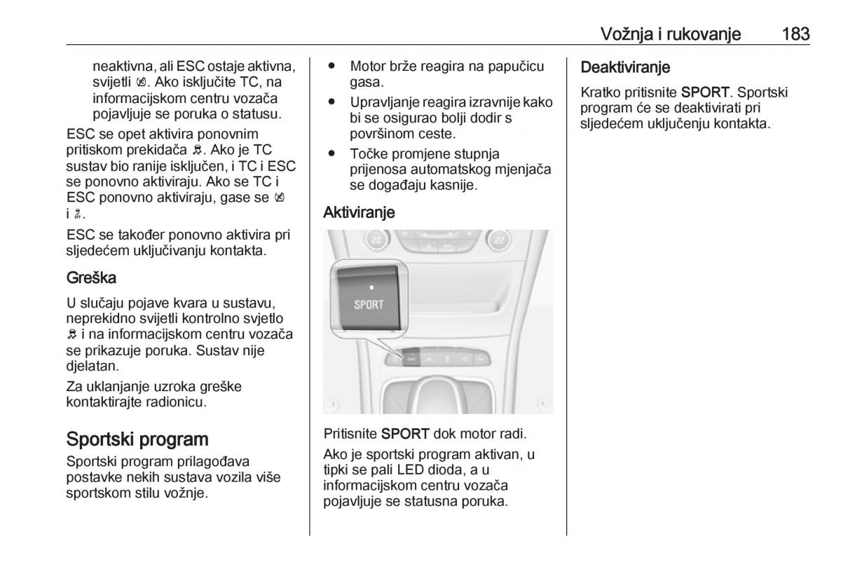 Opel Astra K V 5 vlasnicko uputstvo / page 185