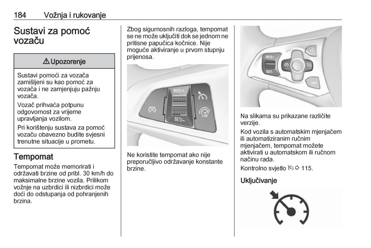 Opel Astra K V 5 vlasnicko uputstvo / page 186