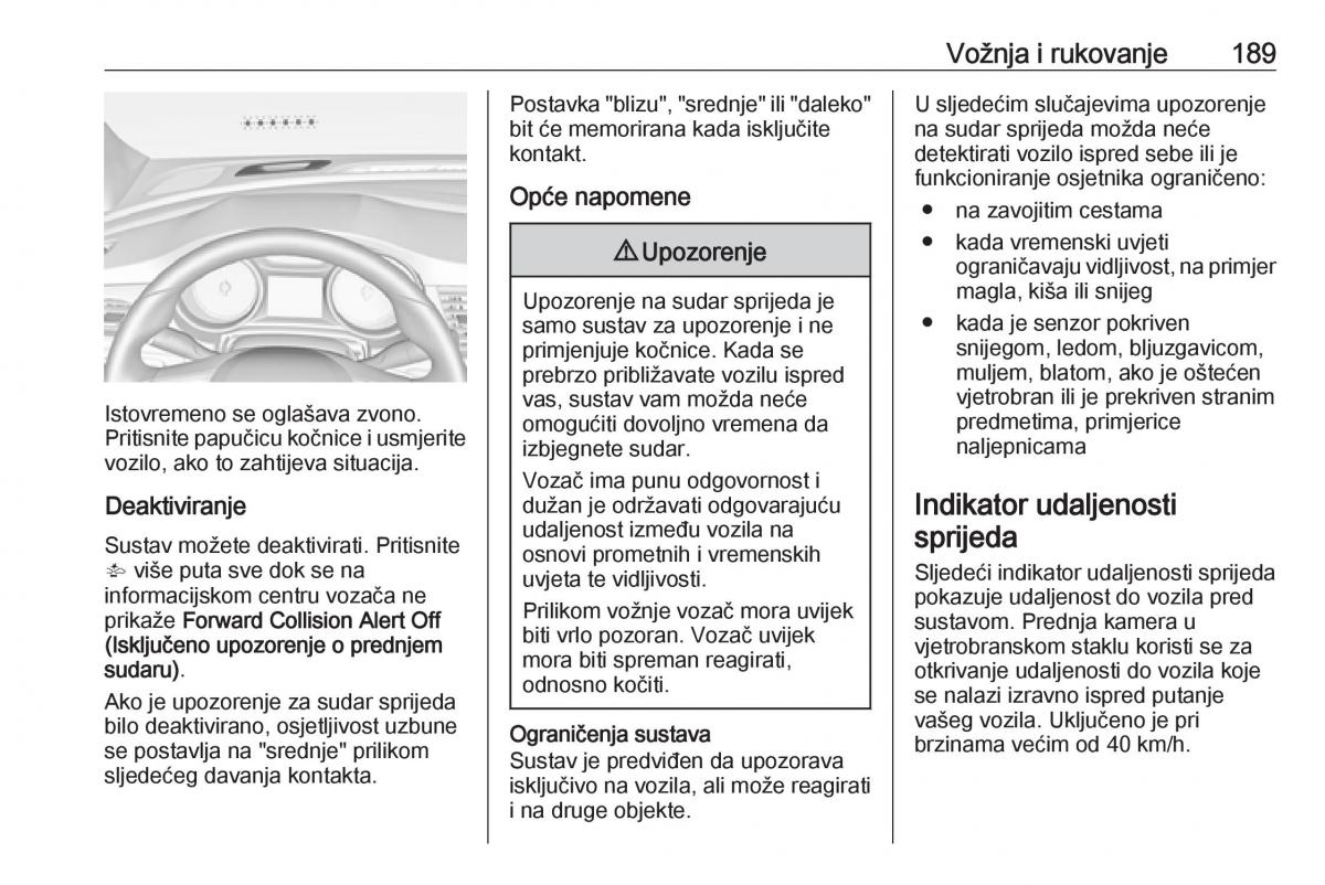 Opel Astra K V 5 vlasnicko uputstvo / page 191