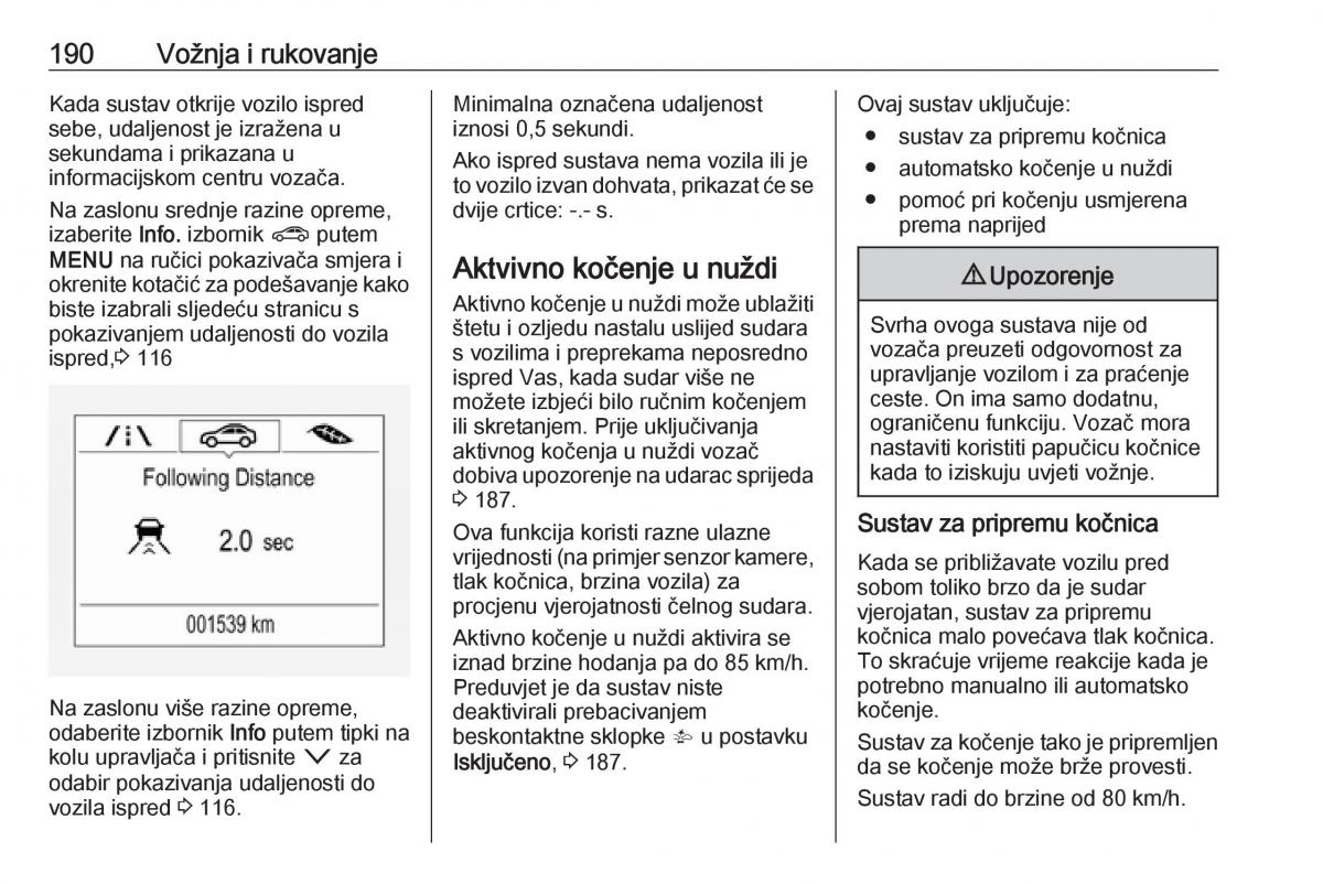 Opel Astra K V 5 vlasnicko uputstvo / page 192