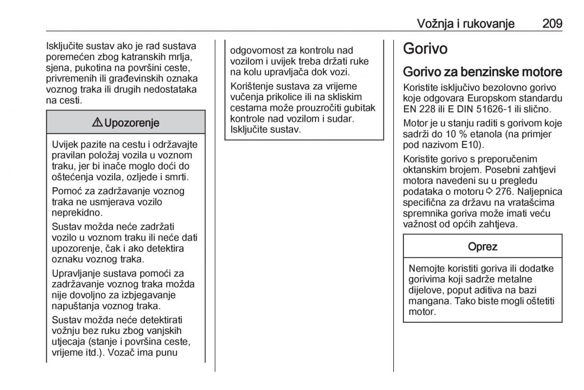 Opel Astra K V 5 vlasnicko uputstvo / page 211