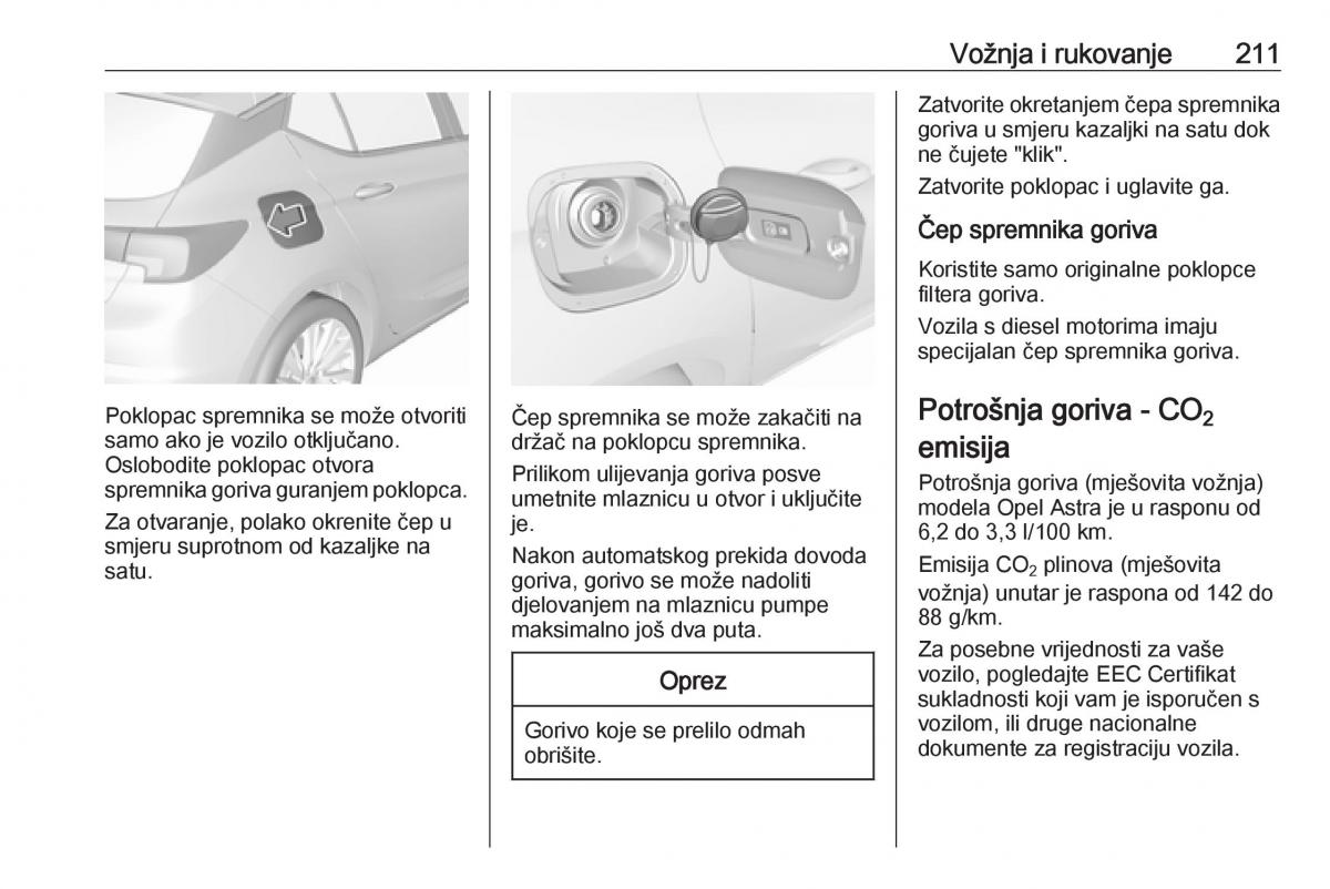 Opel Astra K V 5 vlasnicko uputstvo / page 213