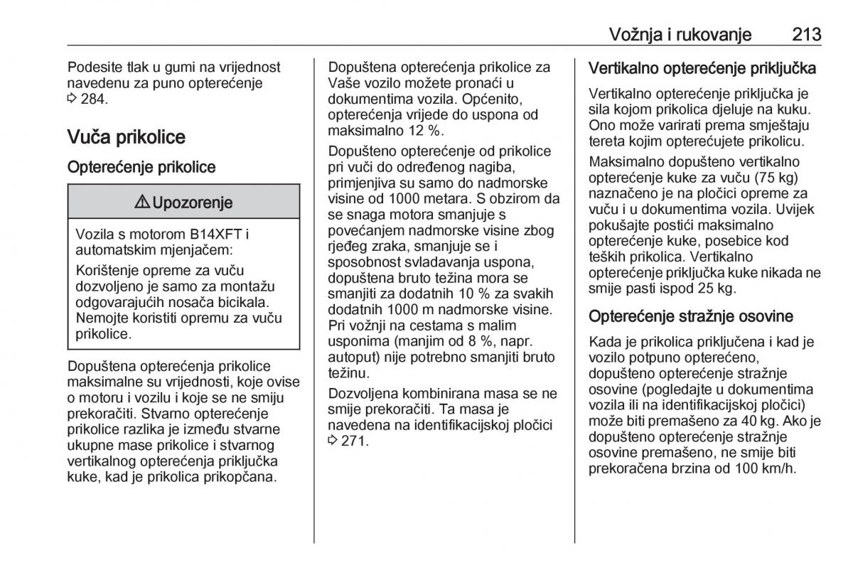 Opel Astra K V 5 vlasnicko uputstvo / page 215