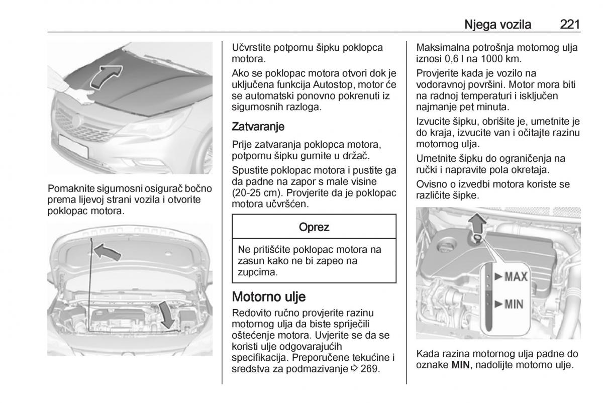 Opel Astra K V 5 vlasnicko uputstvo / page 223