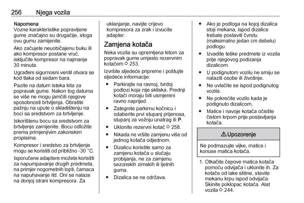 Opel Astra K V 5 vlasnicko uputstvo / page 258