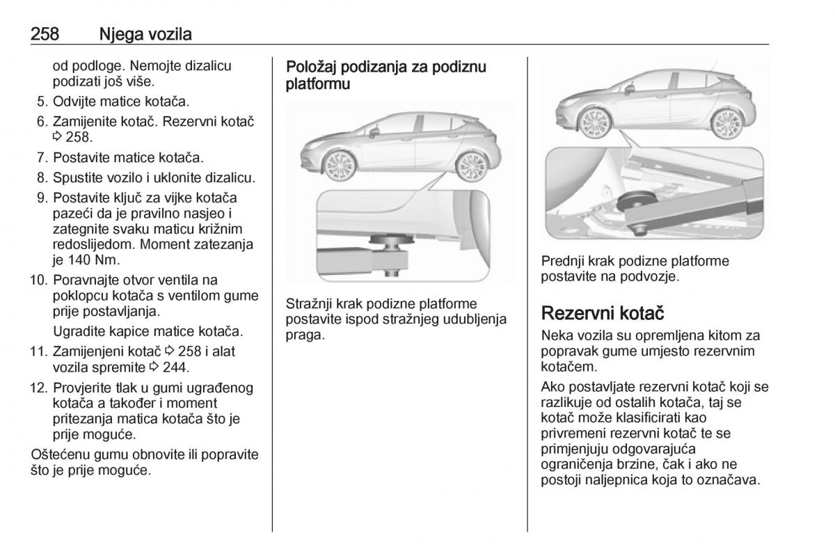 Opel Astra K V 5 vlasnicko uputstvo / page 260