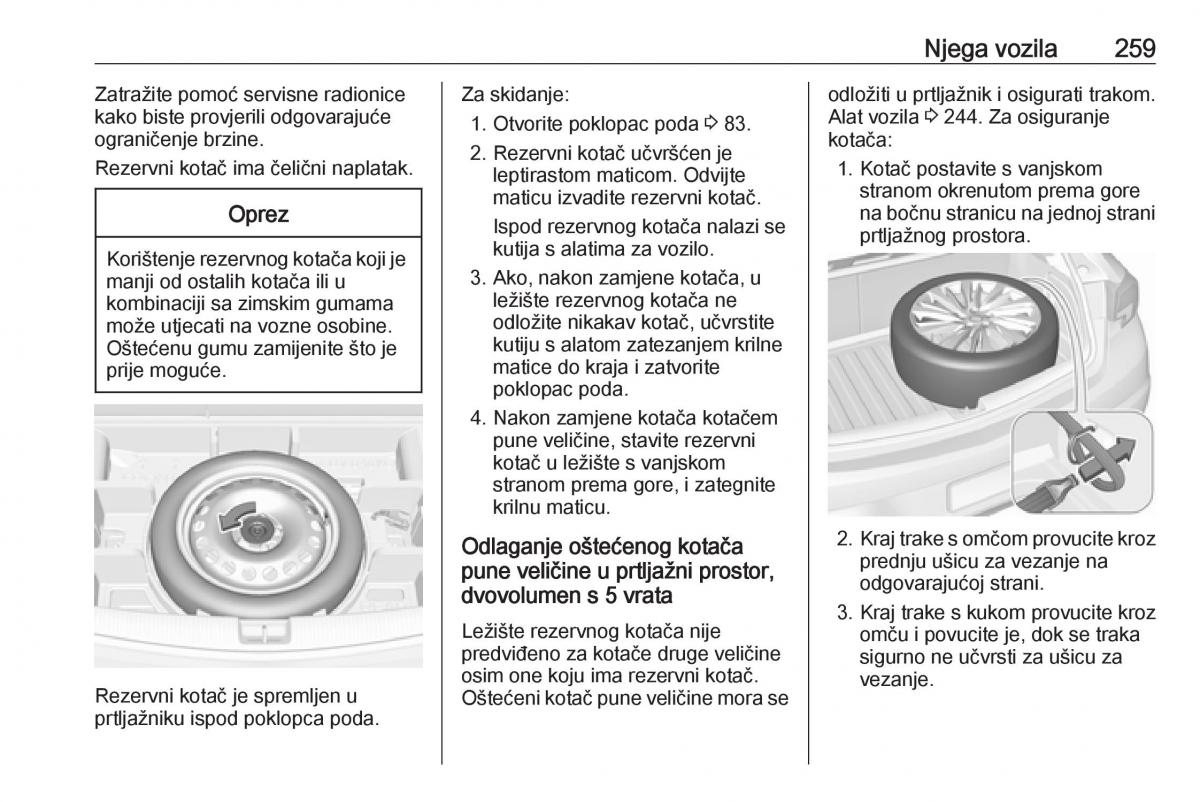 Opel Astra K V 5 vlasnicko uputstvo / page 261