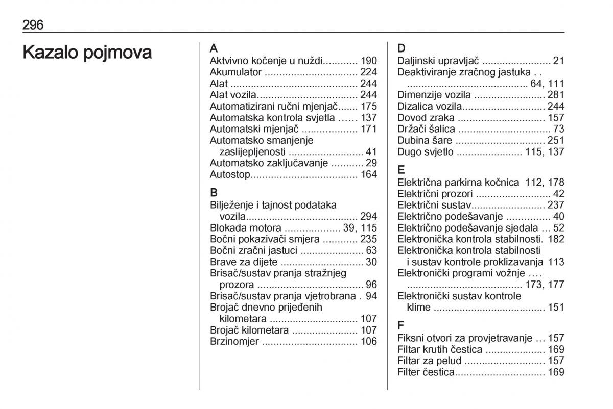 Opel Astra K V 5 vlasnicko uputstvo / page 298