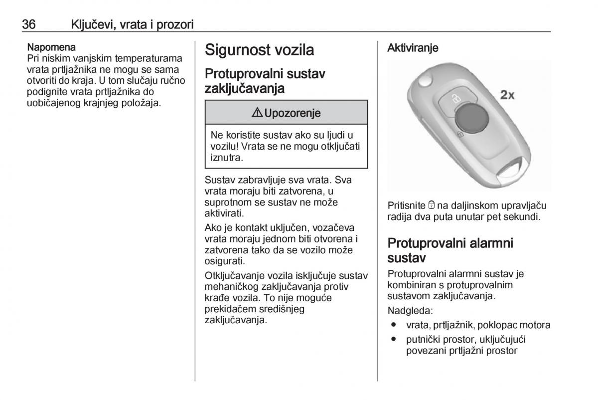 Opel Astra K V 5 vlasnicko uputstvo / page 38