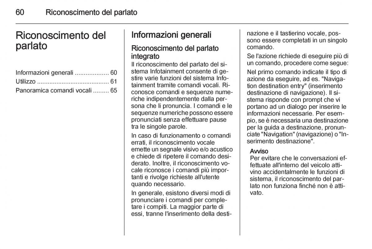 Opel Astra K V 5 manuale del proprietario / page 60