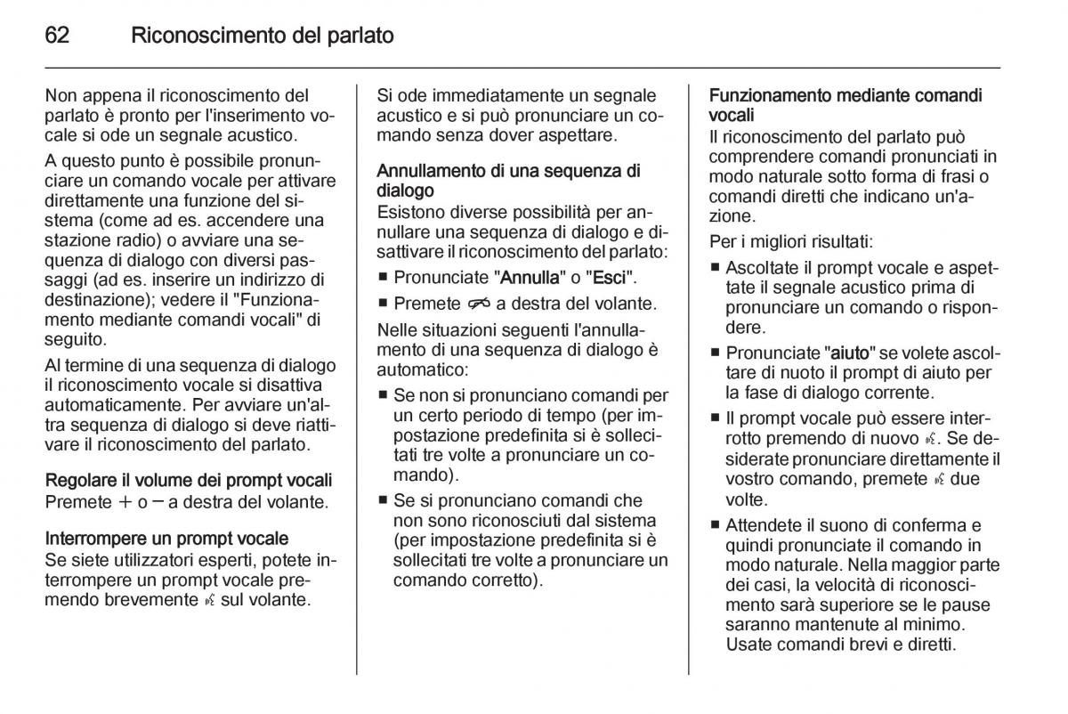 Opel Astra K V 5 manuale del proprietario / page 62