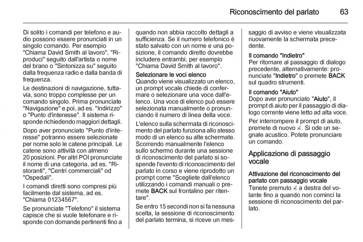 Opel Astra K V 5 manuale del proprietario / page 63