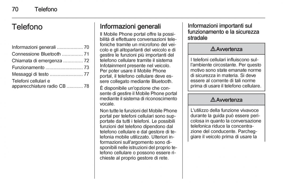 Opel Astra K V 5 manuale del proprietario / page 70