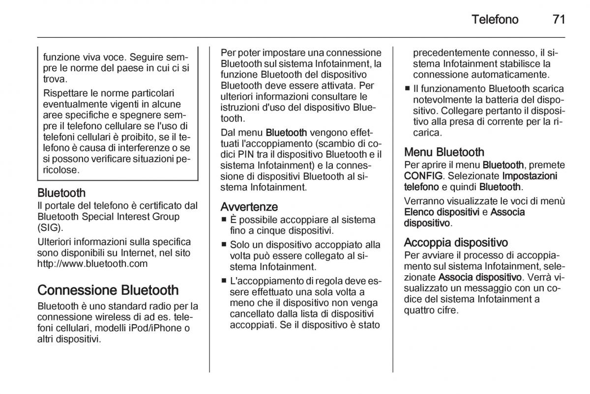 Opel Astra K V 5 manuale del proprietario / page 71