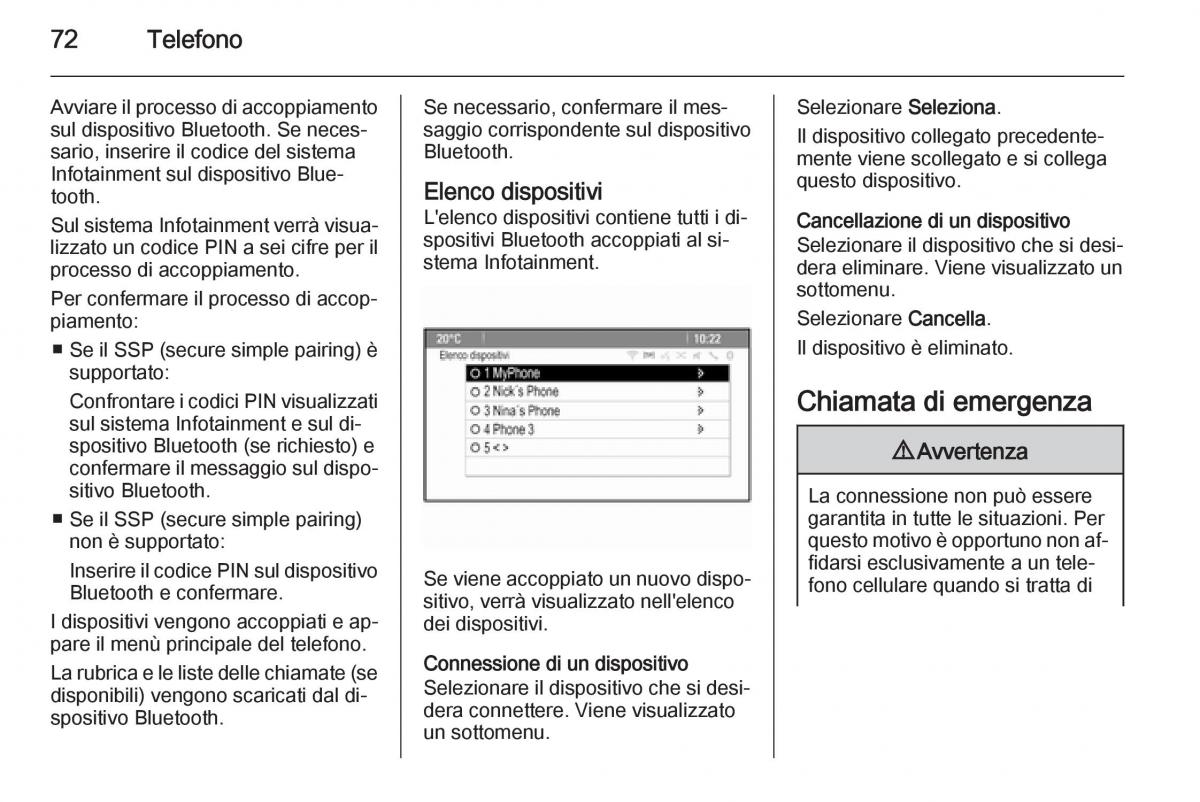 Opel Astra K V 5 manuale del proprietario / page 72