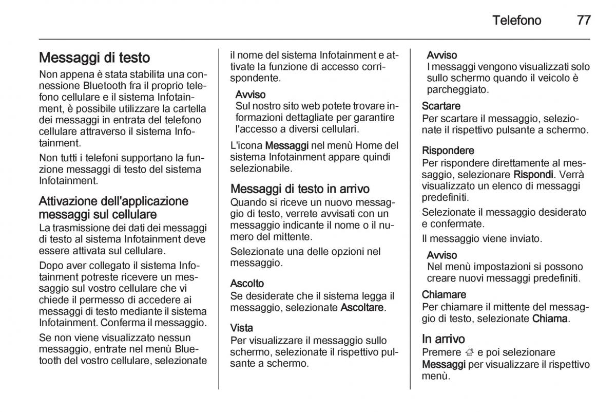 Opel Astra K V 5 manuale del proprietario / page 77