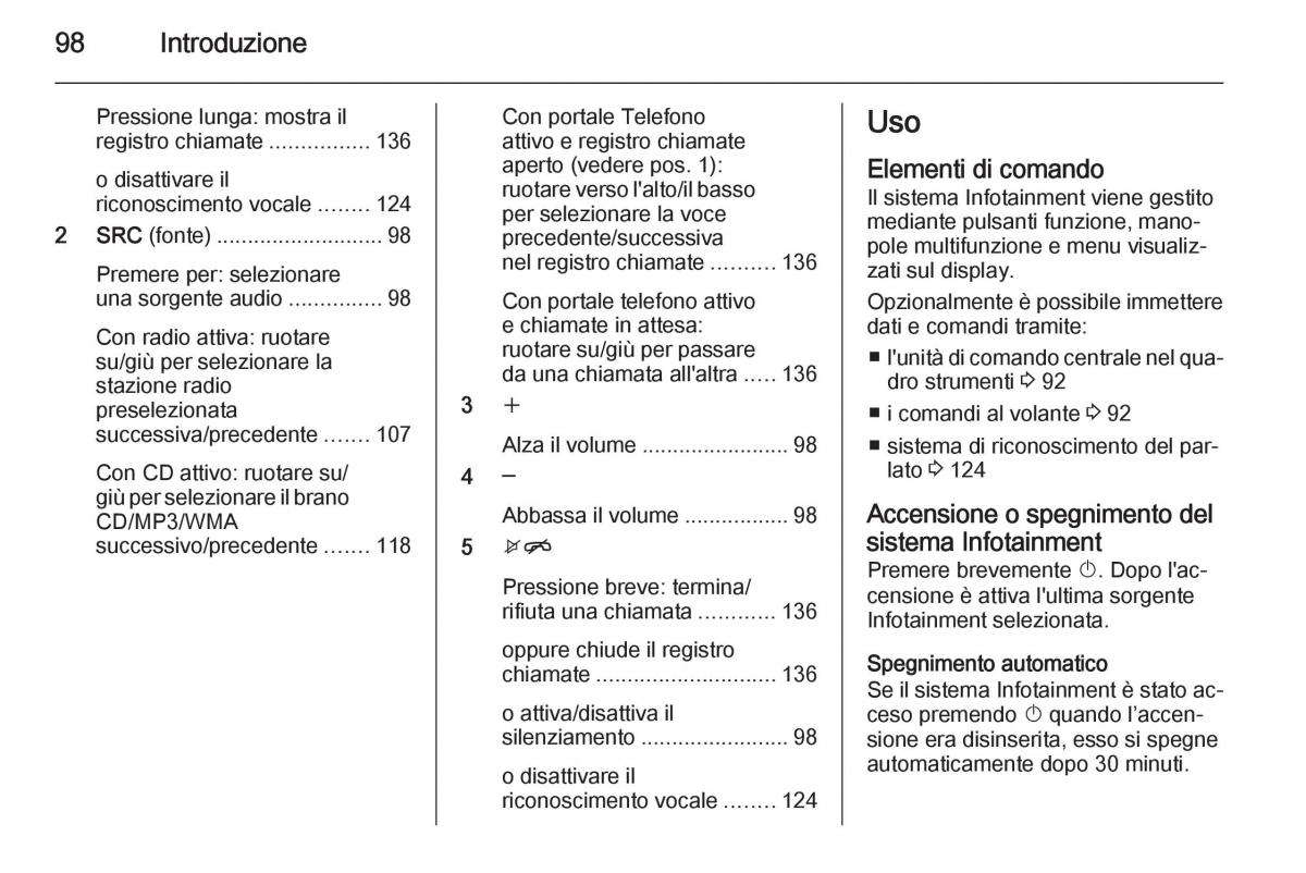 Opel Astra K V 5 manuale del proprietario / page 98