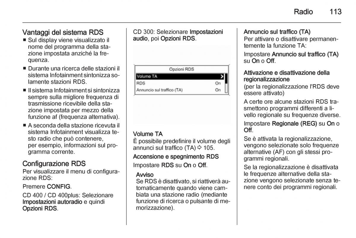 Opel Astra K V 5 manuale del proprietario / page 113