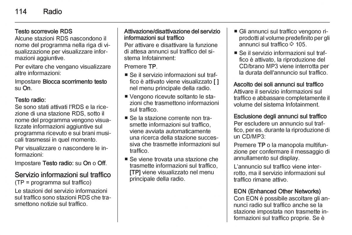 Opel Astra K V 5 manuale del proprietario / page 114