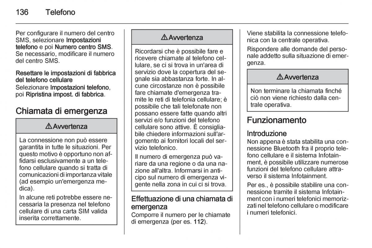 Opel Astra K V 5 manuale del proprietario / page 136