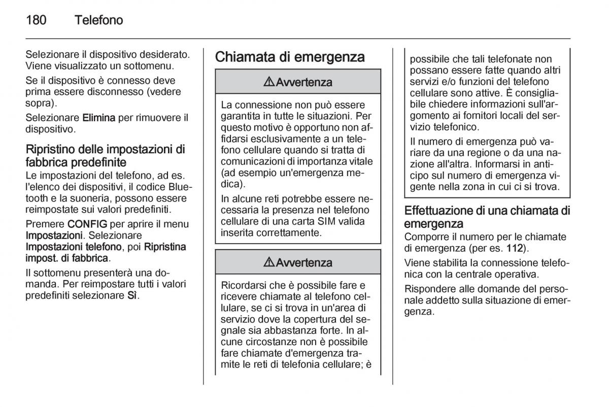 Opel Astra K V 5 manuale del proprietario / page 180