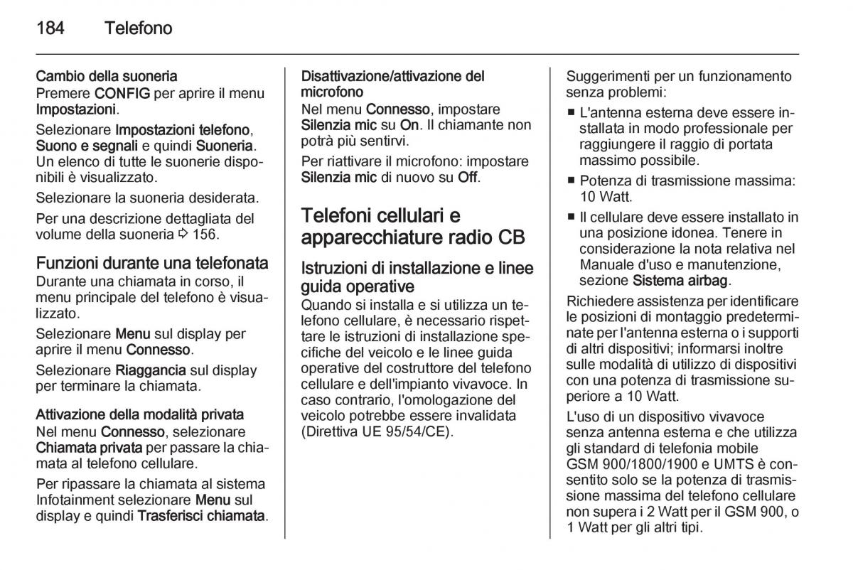 Opel Astra K V 5 manuale del proprietario / page 184