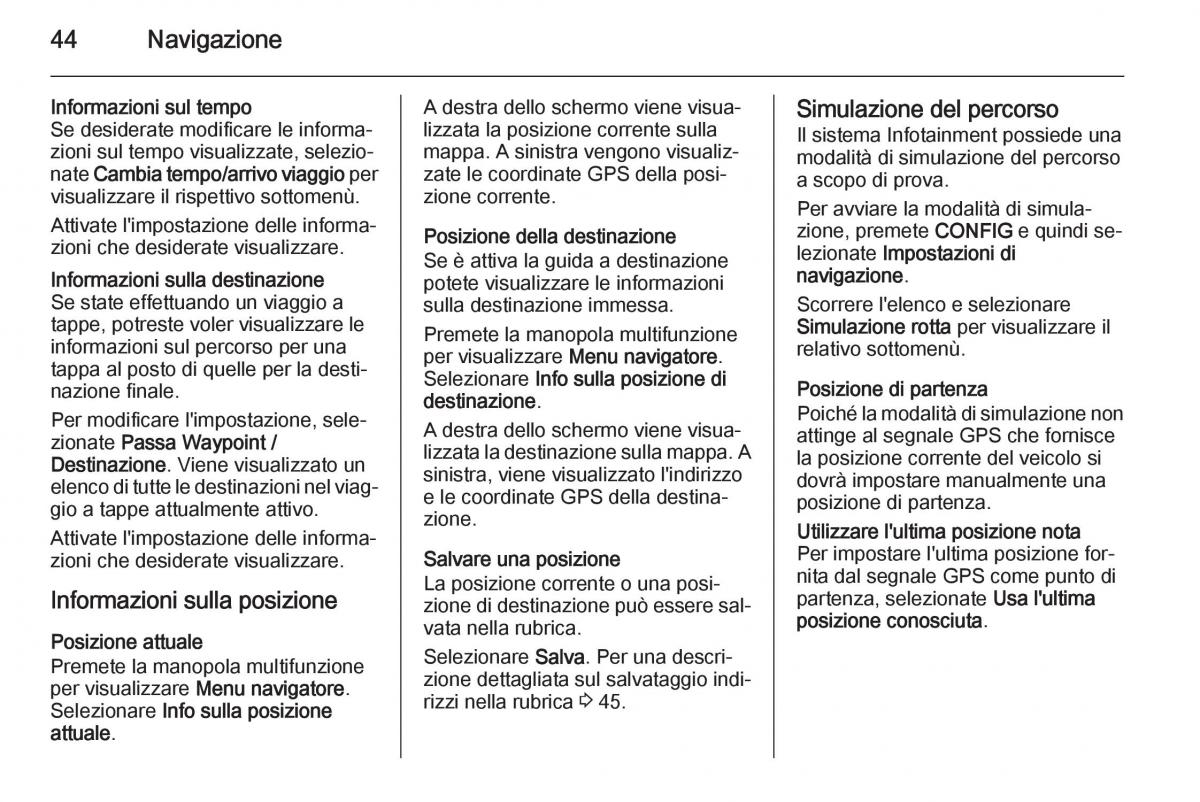 Opel Astra K V 5 manuale del proprietario / page 44