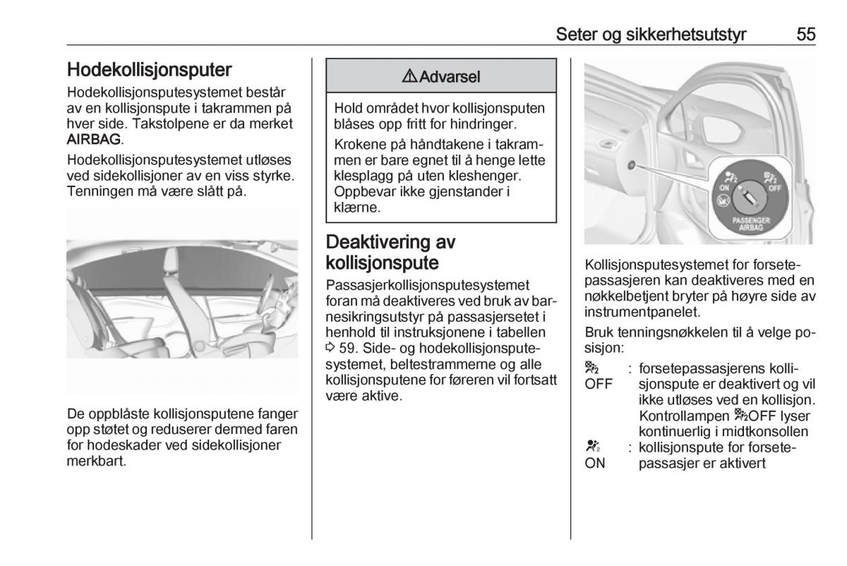 Opel Astra K V 5 bruksanvisningen / page 57