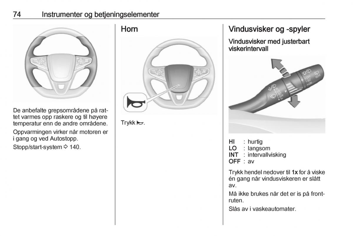 Opel Astra K V 5 bruksanvisningen / page 76