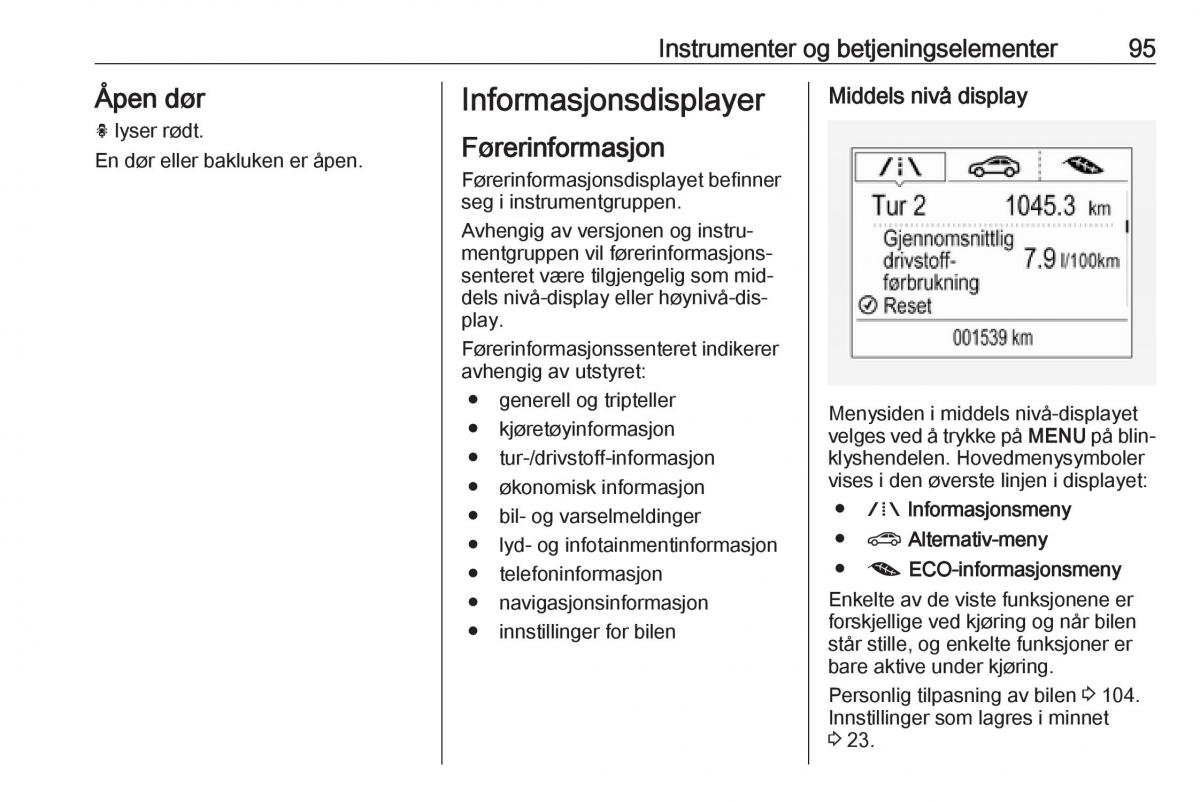 Opel Astra K V 5 bruksanvisningen / page 97