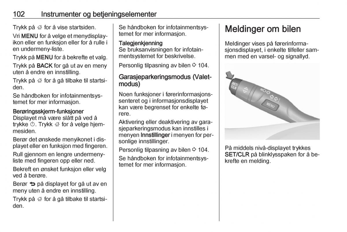 Opel Astra K V 5 bruksanvisningen / page 104