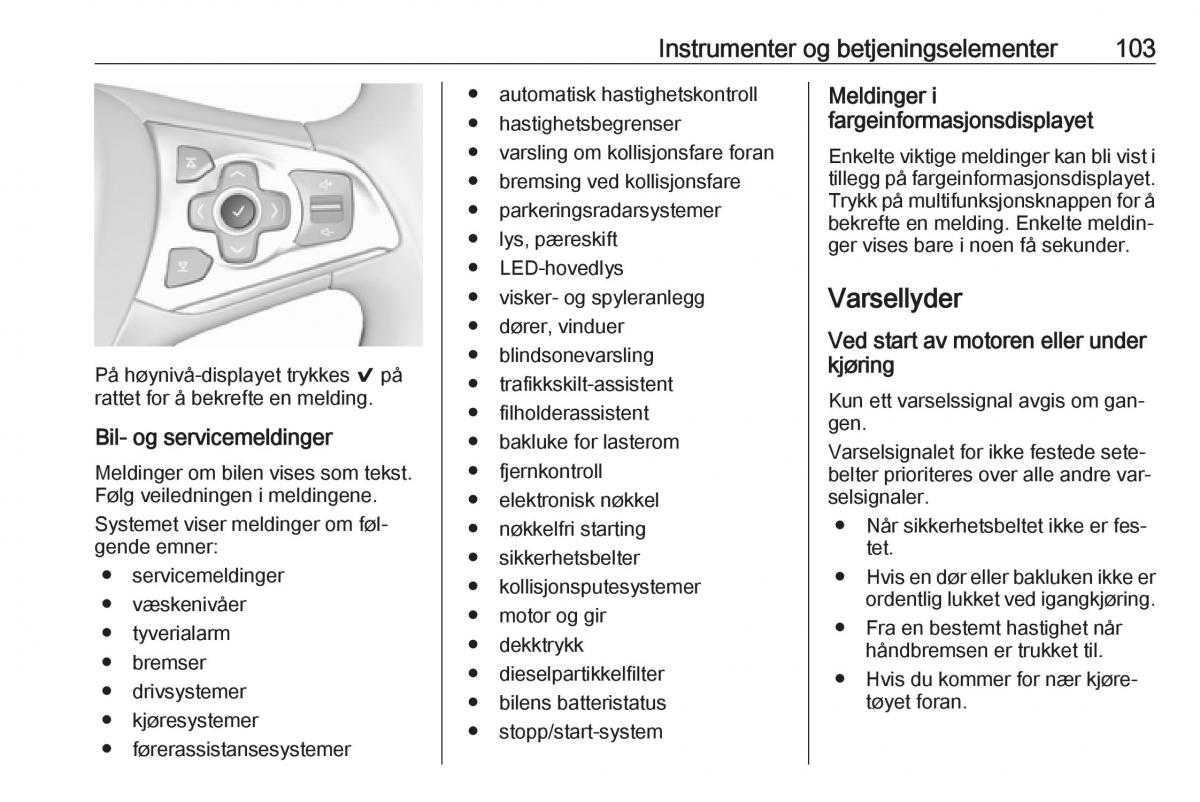 Opel Astra K V 5 bruksanvisningen / page 105