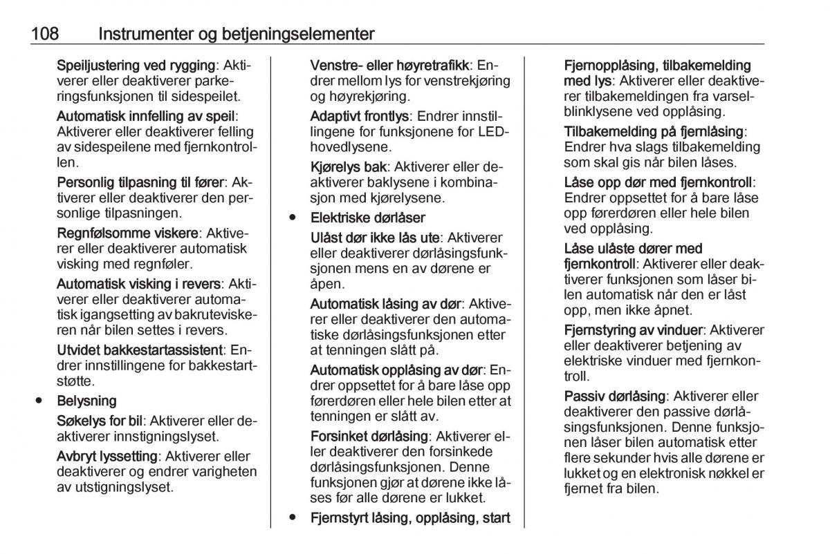 Opel Astra K V 5 bruksanvisningen / page 110