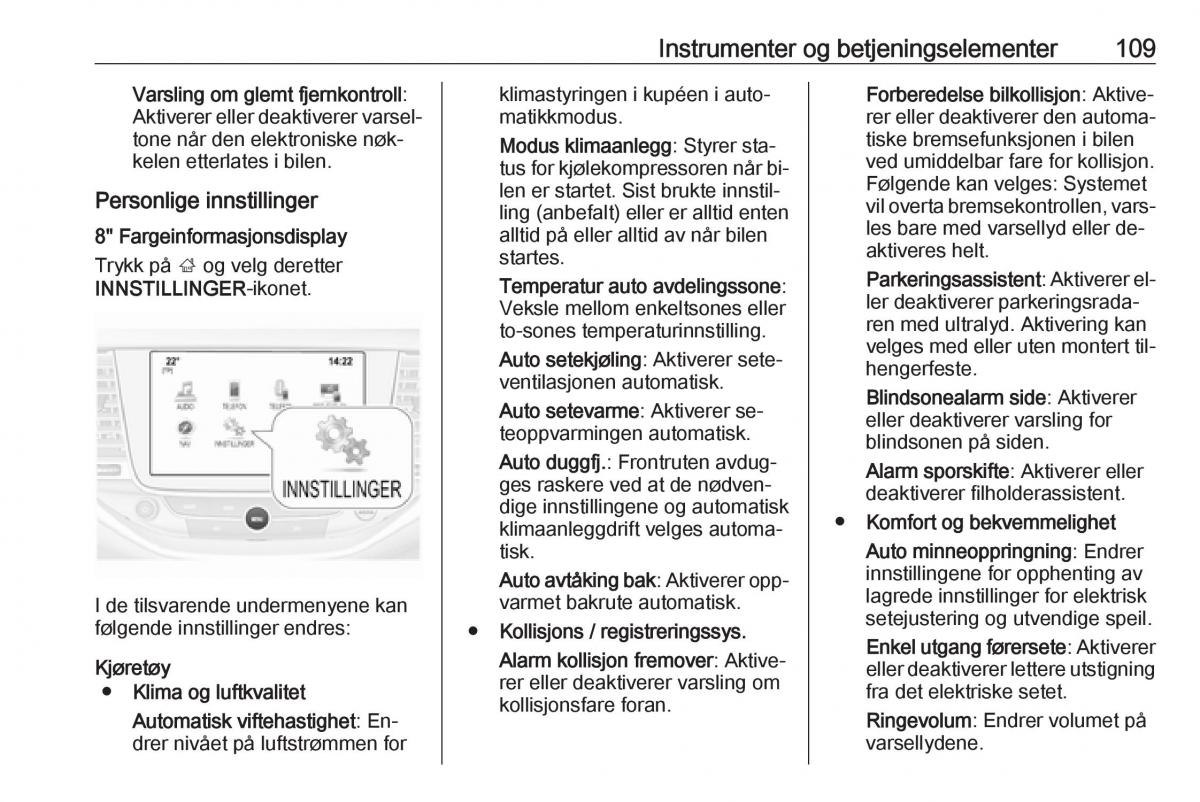 Opel Astra K V 5 bruksanvisningen / page 111