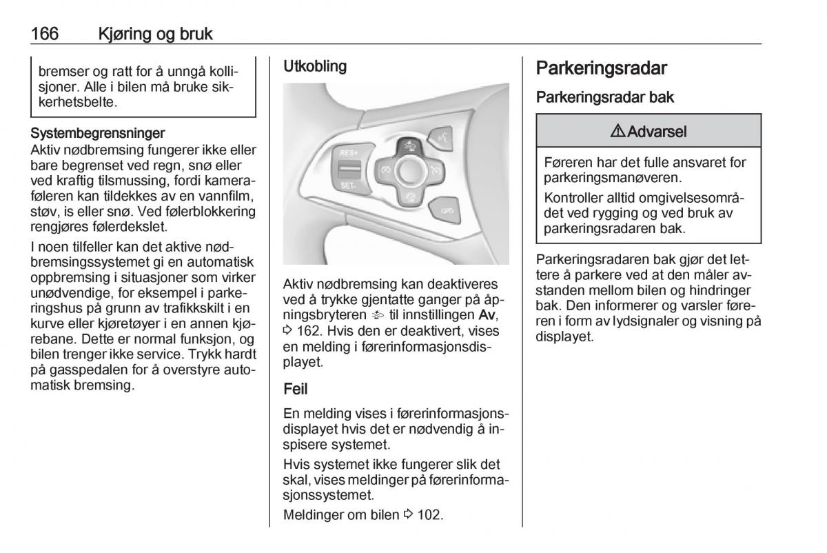 Opel Astra K V 5 bruksanvisningen / page 168