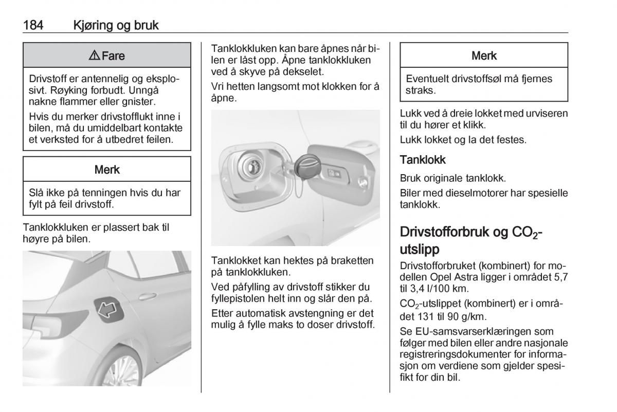 Opel Astra K V 5 bruksanvisningen / page 186