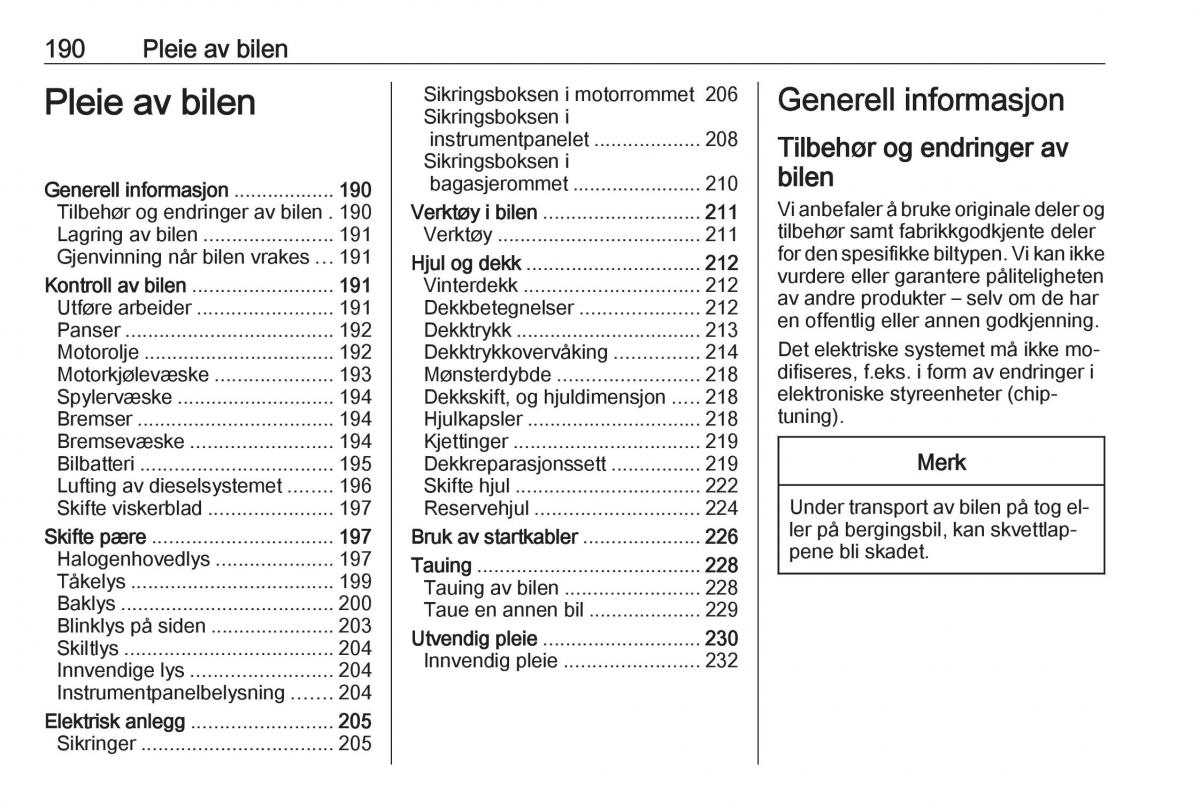 Opel Astra K V 5 bruksanvisningen / page 192