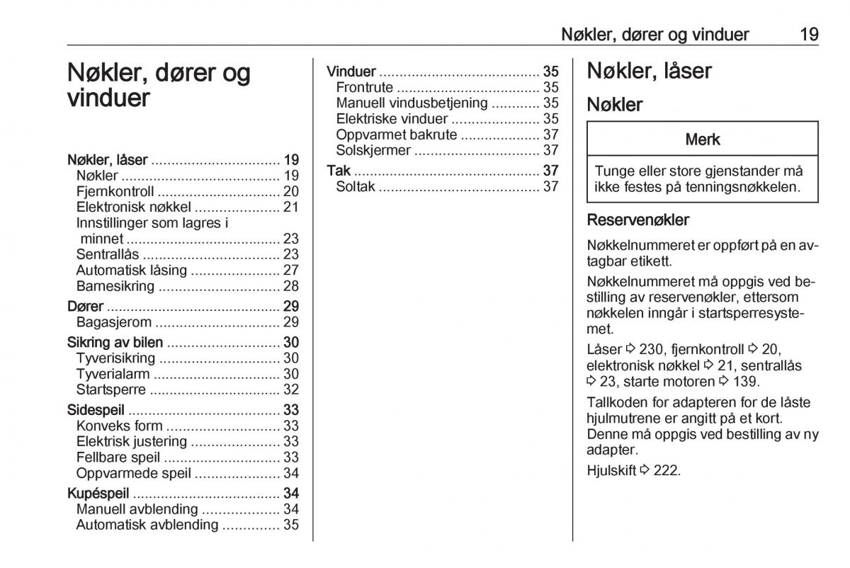 Opel Astra K V 5 bruksanvisningen / page 21